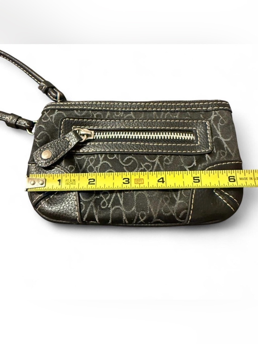 Wristlet Clutch black  with Contrast Stitching